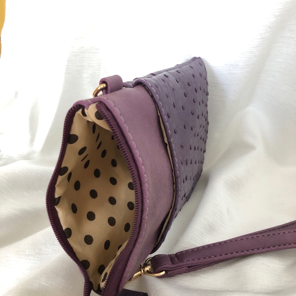 Small Wristlet Purse purple faux ostrich skin